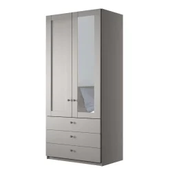 Best Wohnen Kombi-Kleiderschrank 1m breit in Hellgrau - Ridonna