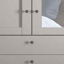 Best Wohnen Kombi-Kleiderschrank 1m breit in Hellgrau - Ridonna