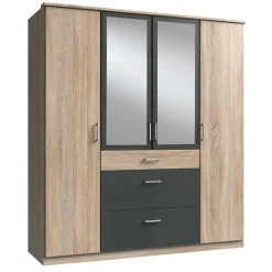 New Wohnen Kombi-Schlafzimmerschrank in Eiche Sägerau - Danah