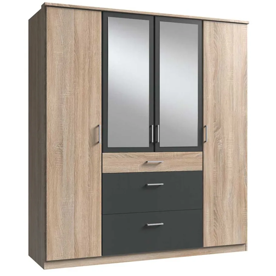 New Wohnen Kombi-Schlafzimmerschrank in Eiche Sägerau - Danah