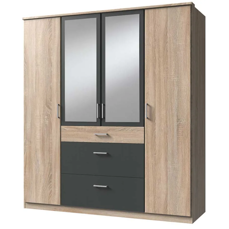 New Wohnen Kombi-Schlafzimmerschrank in Eiche Sägerau - Danah
