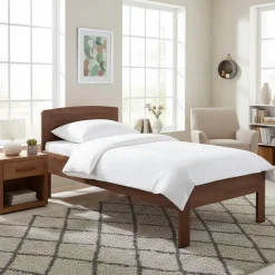 Outlet Wohnen Komfort-Einzelbett Kienta aus Buche nussbaumfarben geölt