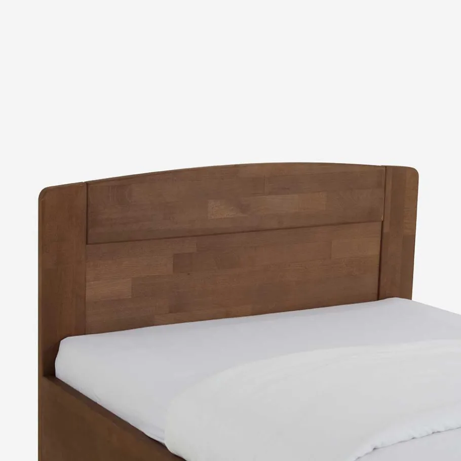 Outlet Wohnen Komfort-Einzelbett Kienta aus Buche nussbaumfarben geölt