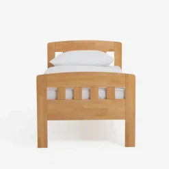 Discount Wohnen Komfort-Einzelbett Label aus Massivholz Buche klar lackiert