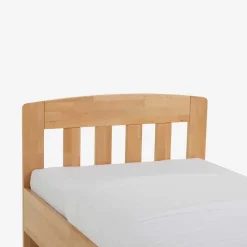 Discount Wohnen Komfort-Einzelbett Label aus Massivholz Buche klar lackiert