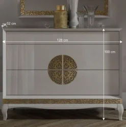 Outlet Wohnen Kommode & Spiegel in Weiß & Gold - Valganios (zweiteilig)