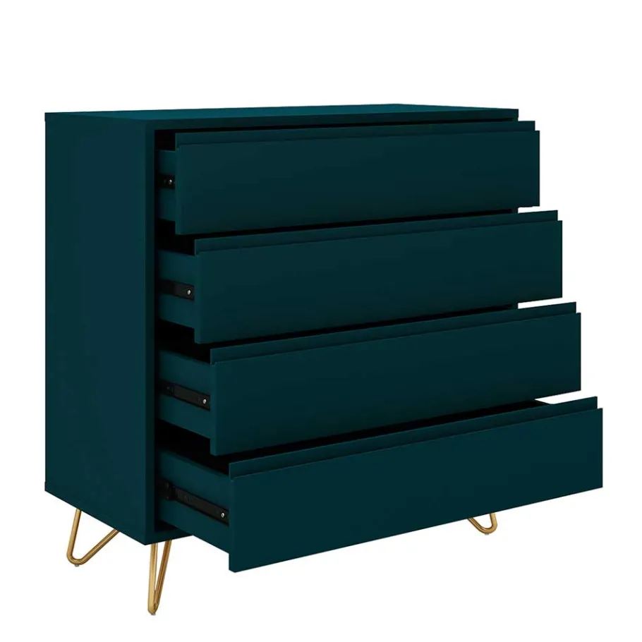 Online Wohnen Kommode in Petrol mit kurzen Hairpin Legs - Clamps