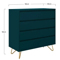 Online Wohnen Kommode in Petrol mit kurzen Hairpin Legs - Clamps