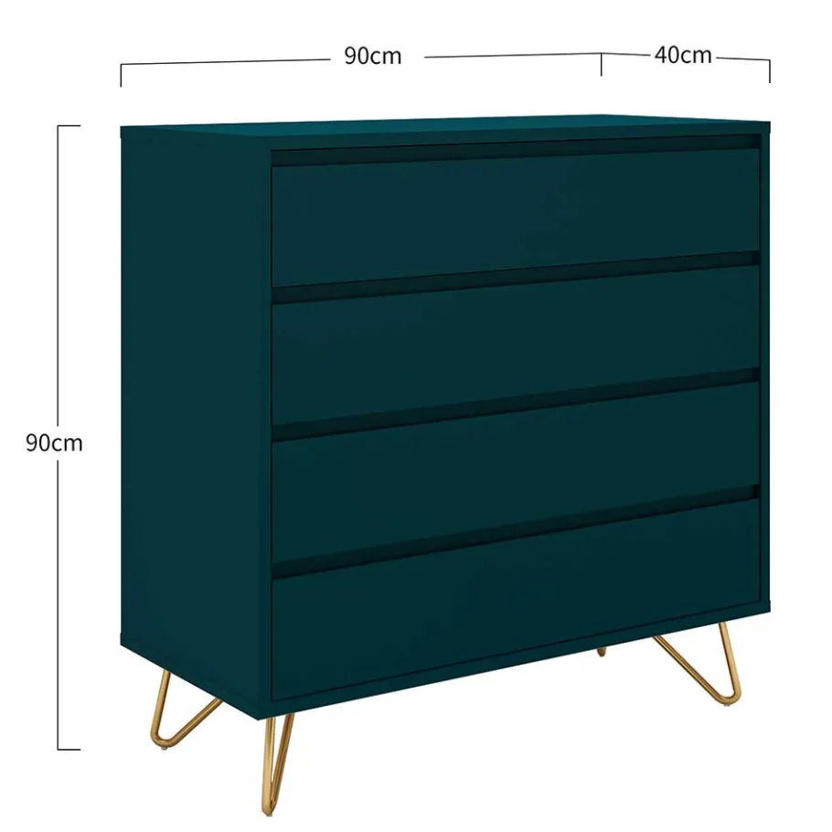 Online Wohnen Kommode in Petrol mit kurzen Hairpin Legs - Clamps