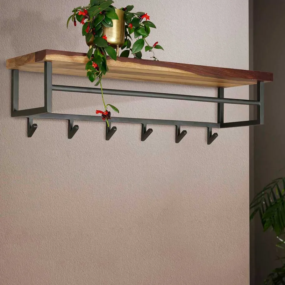 Sale Wohnen Kompakte Wandgarderobe aus Nussbaum massiv - Ilona
