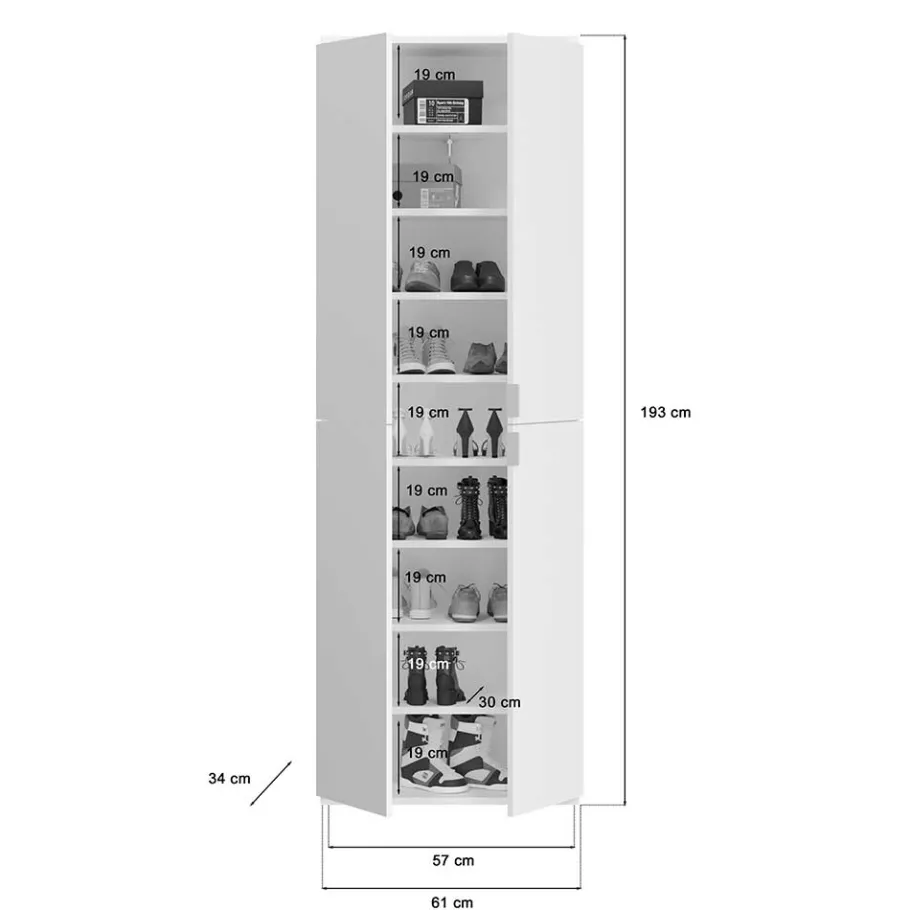 Sale Wohnen Kompakter Kleiderschrank 122x193x34 cm - Ejulia (zweiteilig)
