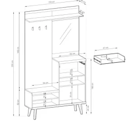 Online Wohnen Kompakt-Garderobe in Eiche Optik und Graugrün - Oliva