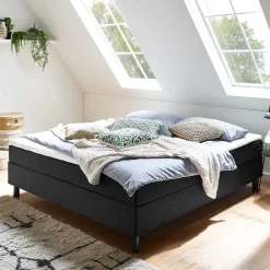 Outlet Wohnen Komplett Bett für Dachschrägen in Schwarz - Vitablo
