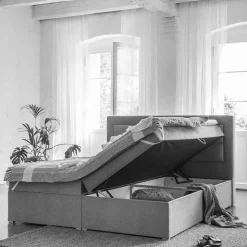 Online Wohnen Komplettbett in Schwarzbraun Stoffbezug - Aundre