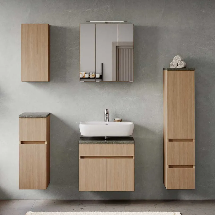 New Wohnen Kompletteinrichtung Badmöbel Set - Leitha (fünfteilig)
