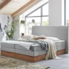 Discount Wohnen Komplettes Stauraumbett in Grau & Walnuss - Lenns