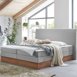 Discount Wohnen Komplettes Stauraumbett in Grau & Walnuss - Lenns