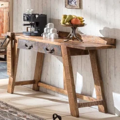 Discount Wohnen Konsolentisch aus Massivholz sandgestrahlt - Bahiro