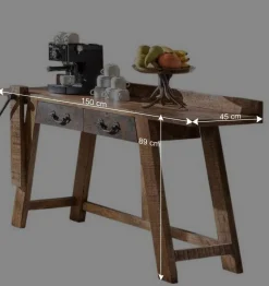 Discount Wohnen Konsolentisch aus Massivholz sandgestrahlt - Bahiro