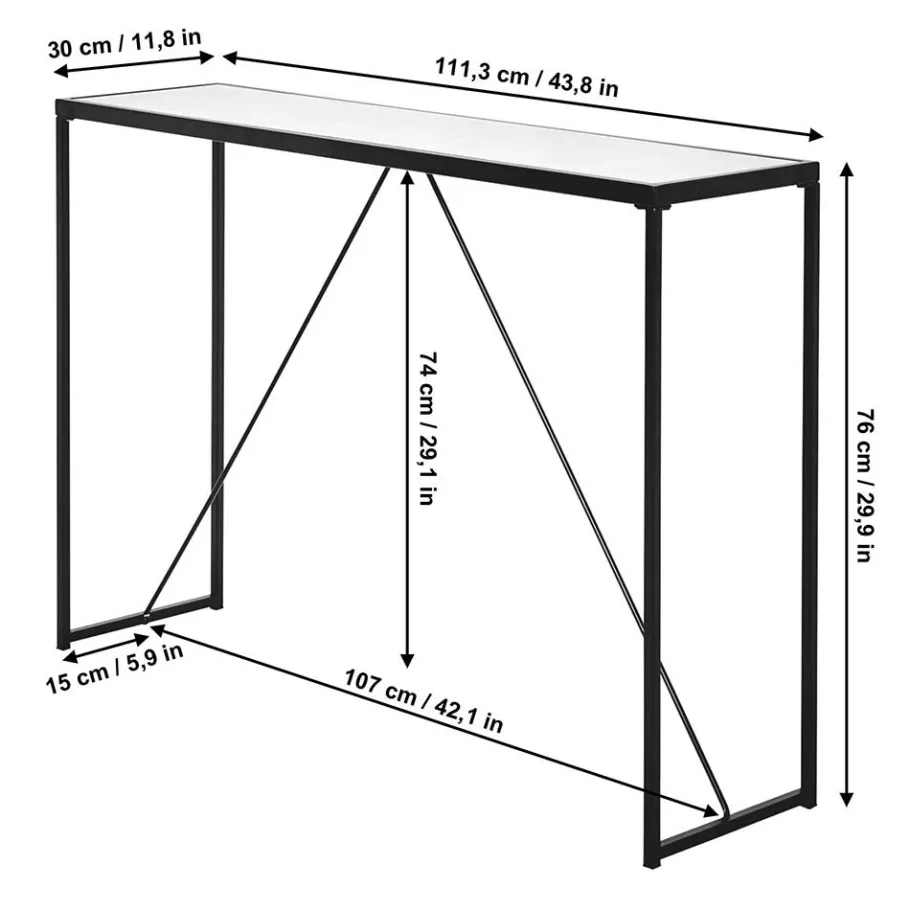 New Wohnen Konsolentisch mit Glasplatte und Bügelgestell - Area