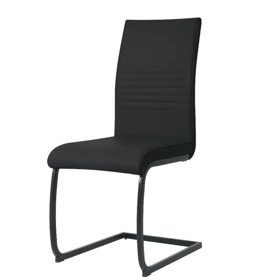 Online Wohnen Kunstleder Freischwinger in Schwarz - Pencras (2er Set)