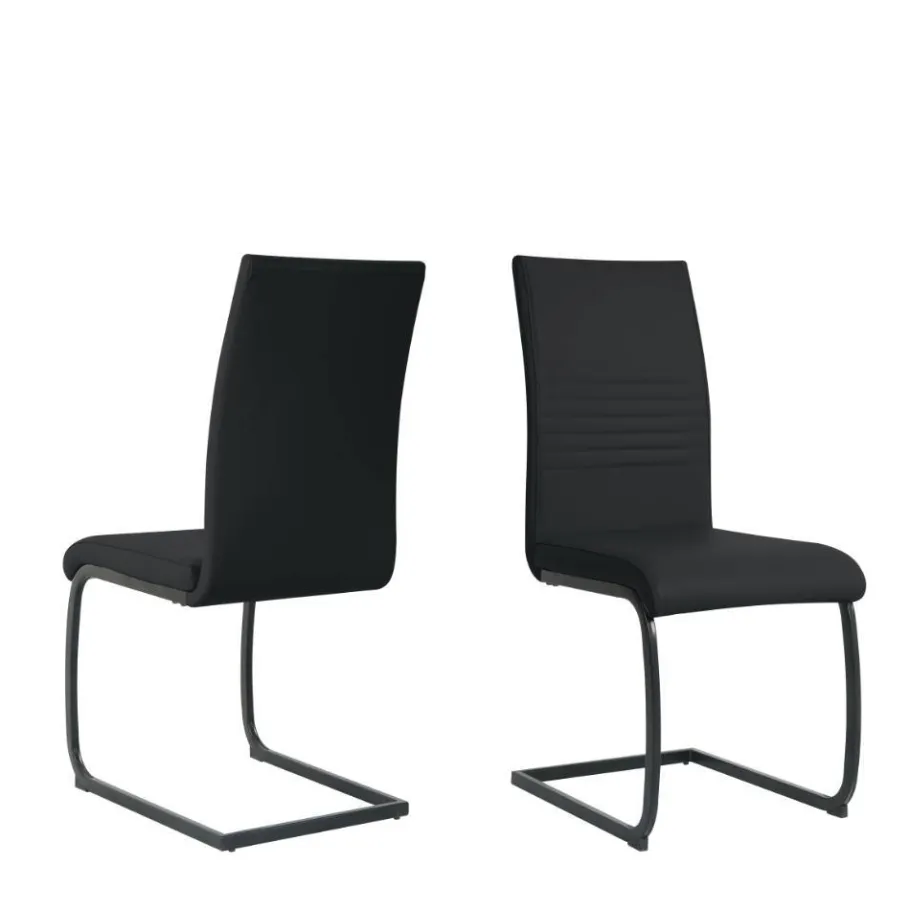 Online Wohnen Kunstleder Freischwinger in Schwarz - Pencras (2er Set)