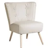 Clearance Wohnen Kunstleder Retrosessel in Beige und Buche - Sylverta
