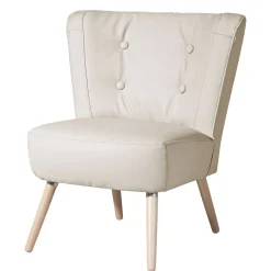 Clearance Wohnen Kunstleder Retrosessel in Beige und Buche - Sylverta