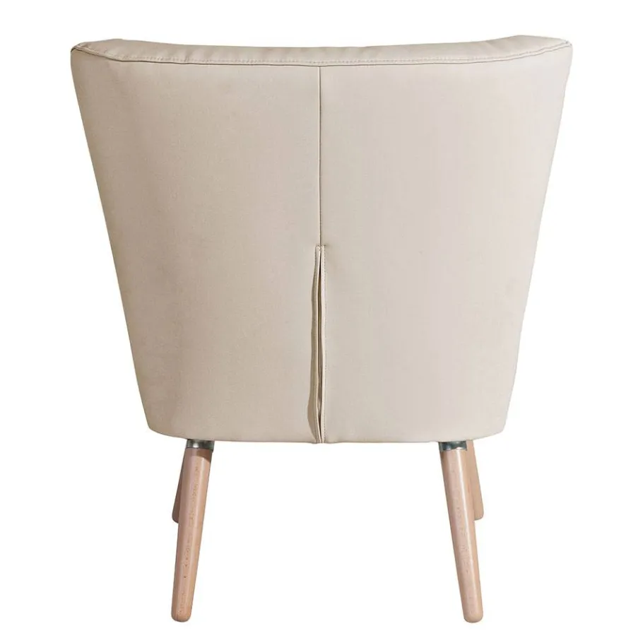Clearance Wohnen Kunstleder Retrosessel in Beige und Buche - Sylverta