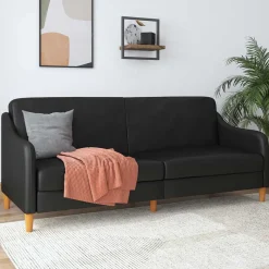 Sale Wohnen Kunstleder Schlafsofa in Schwarz - Marc