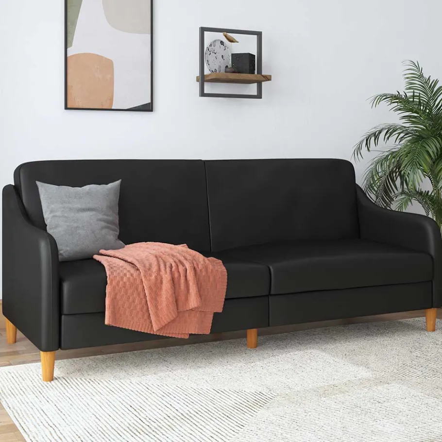 Sale Wohnen Kunstleder Schlafsofa in Schwarz - Marc