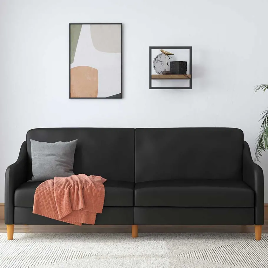 Sale Wohnen Kunstleder Schlafsofa in Schwarz - Marc