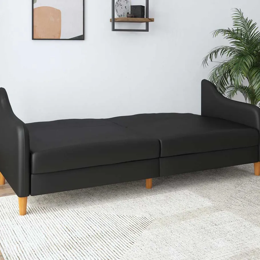 Sale Wohnen Kunstleder Schlafsofa in Schwarz - Marc