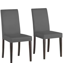 New Wohnen Kunstleder Stühle in Grau mit Wenge - Burina (2er Set)
