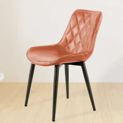 Clearance Wohnen Kunstleder Stuhl in Cognac Braun - Calumja (2er Set)
