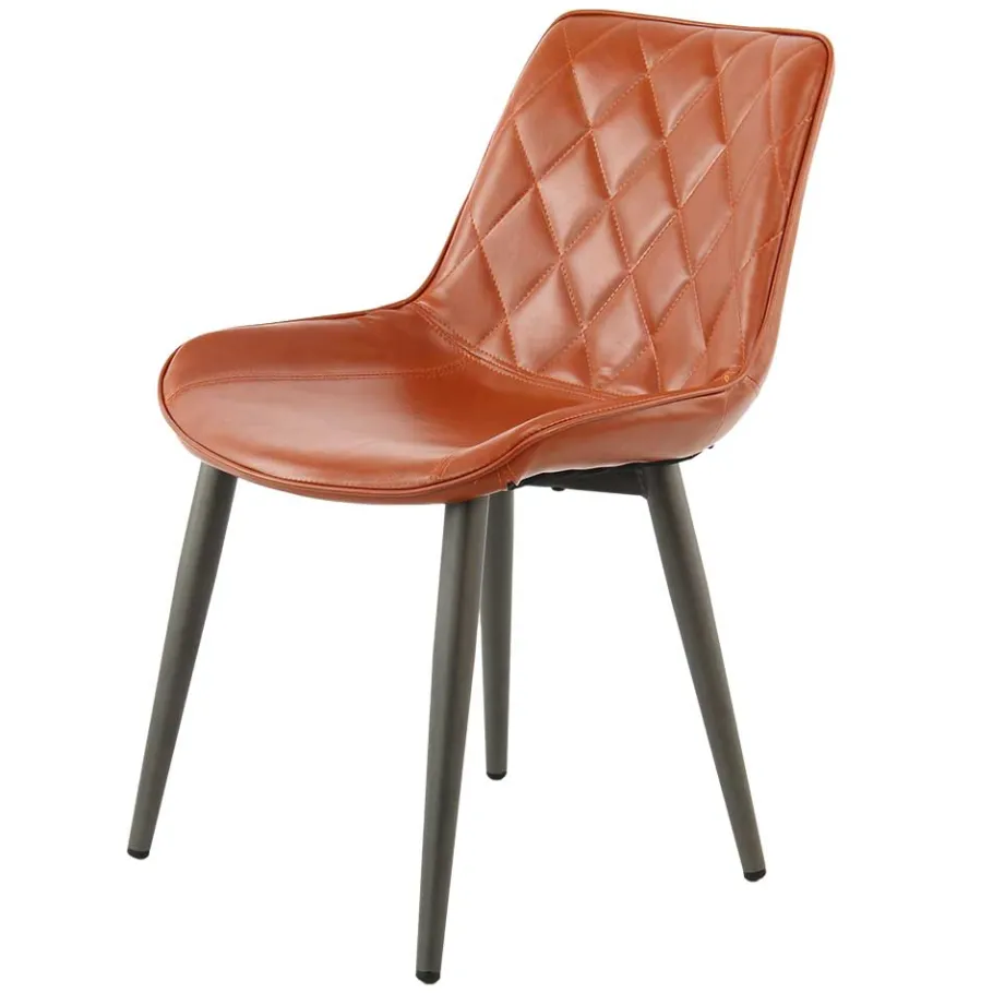 Clearance Wohnen Kunstleder Stuhl in Cognac Braun - Calumja (2er Set)