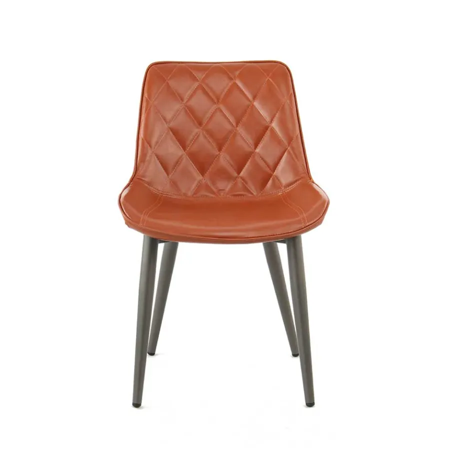 Clearance Wohnen Kunstleder Stuhl in Cognac Braun - Calumja (2er Set)