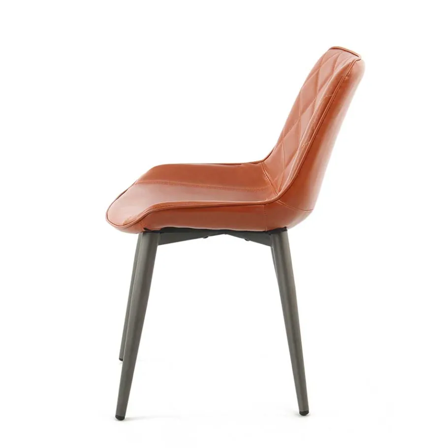 Clearance Wohnen Kunstleder Stuhl in Cognac Braun - Calumja (2er Set)