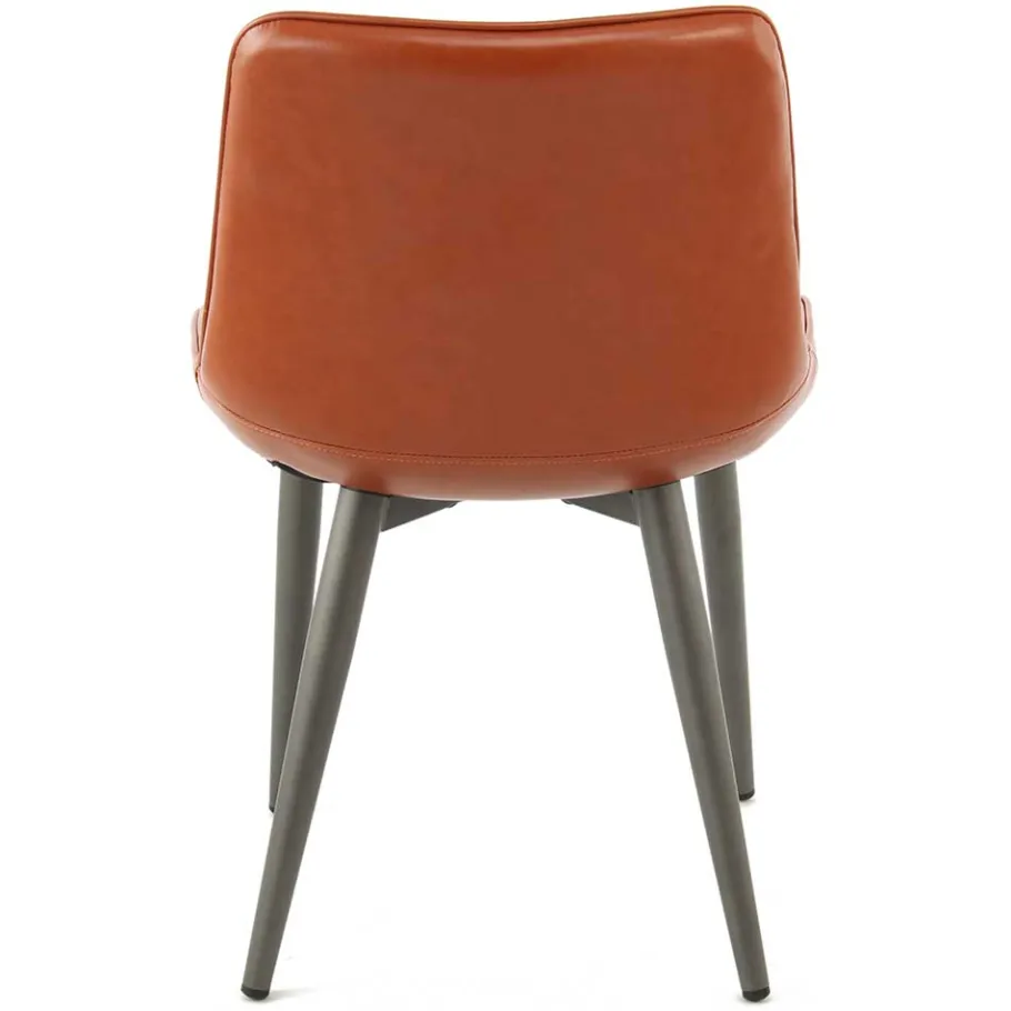 Clearance Wohnen Kunstleder Stuhl in Cognac Braun - Calumja (2er Set)