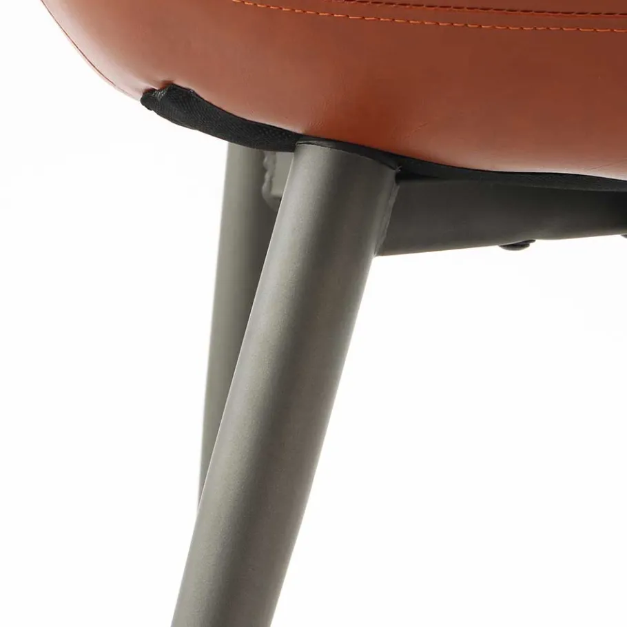 Clearance Wohnen Kunstleder Stuhl in Cognac Braun - Calumja (2er Set)