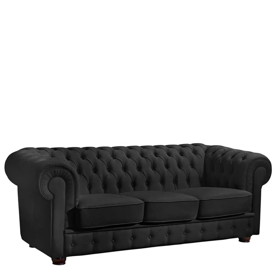 Sale Wohnen Kunstleder Wohnzimmercouch in Schwarz - Riscos
