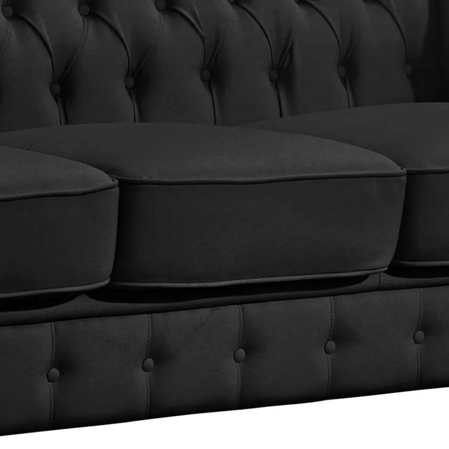 Sale Wohnen Kunstleder Wohnzimmercouch in Schwarz - Riscos