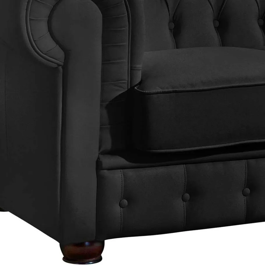Sale Wohnen Kunstleder Wohnzimmercouch in Schwarz - Riscos