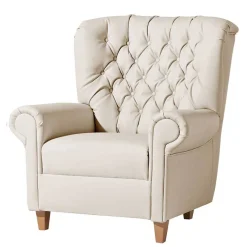Best Wohnen Kunstleder Wohnzimmersessel in Beige und Buche - That