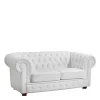 Discount Wohnen Kunstledersofa in Weiß - Chesterfield - Dossera