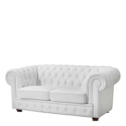 Discount Wohnen Kunstledersofa in Weiß - Chesterfield - Dossera