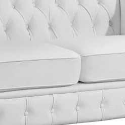 Discount Wohnen Kunstledersofa in Weiß - Chesterfield - Dossera