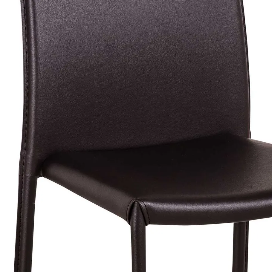Best Wohnen Kunstlederstuhl in Braun Badija als Stapelstuhl platzsparend (4er Set)