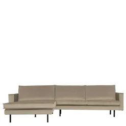 Outlet Wohnen L Sofa in Khaki und Schwarz - Retro Style - Afeiro