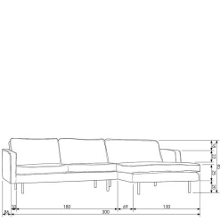Outlet Wohnen L Sofa in Khaki und Schwarz - Retro Style - Afeiro